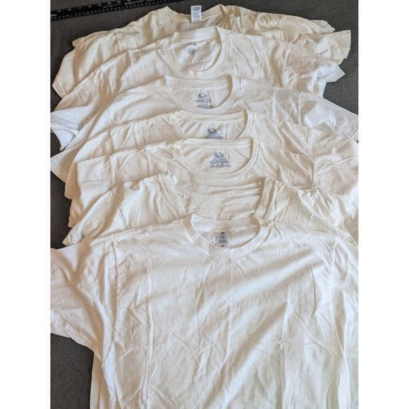 Fruit of the Loom Other - Lot of 7 Mens White T-Shirts Fruit of the Loom Stafford Large Crew Neck Tee